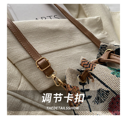 NEW CHINESE NATIONAL WIND ARMIPIT BUCKET BAG แฟชั่นแบบง่ายๆ เทรนด์ฤดูร้อน สไตล์ผ้าใบใหม่ สไตล์สูง