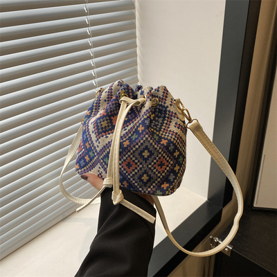 NEW CHINESE NATIONAL WIND ARMIPIT BUCKET BAG แฟชั่นแบบง่ายๆ เทรนด์ฤดูร้อน สไตล์ผ้าใบใหม่ สไตล์สูง