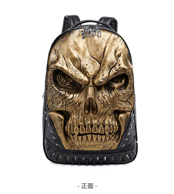 3D PU LEATHER SKULL Backpack - Backpacks steam punk rivet บุคคลภาพ กระเป๋าเดินทาง