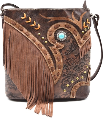 สไตล์แฟชั่น Western Cowgirl สไตล์หนัง FRIENGE crossbody กระเป๋าสะพายมือผู้หญิง กระเป๋าสตางค์ประเทศทุกวัน กระเป๋าไหล่