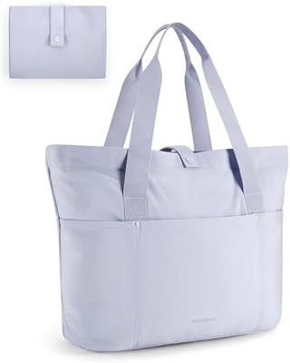 BAGSMART กระเป๋าสะพายผ้าสําหรับผู้หญิง กระเป๋าสะพายผ้าแบบพับได้ พร้อมซิปกระเป๋าไหล่ขนาดใหญ่ กระเป๋ามือมือมือมือสูงสําหรับการเดินทาง, งาน