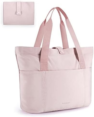 BAGSMART กระเป๋าสะพายผ้าสําหรับผู้หญิง กระเป๋าสะพายผ้าแบบพับได้ พร้อมซิปกระเป๋าไหล่ขนาดใหญ่ กระเป๋ามือมือมือมือสูงสําหรับการเดินทาง, งาน