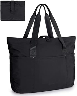 BAGSMART กระเป๋าสะพายผ้าสําหรับผู้หญิง กระเป๋าสะพายผ้าแบบพับได้ พร้อมซิปกระเป๋าไหล่ขนาดใหญ่ กระเป๋ามือมือมือมือสูงสําหรับการเดินทาง, งาน