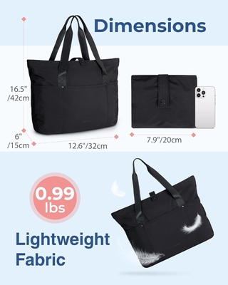 BAGSMART กระเป๋าสะพายผ้าสําหรับผู้หญิง กระเป๋าสะพายผ้าแบบพับได้ พร้อมซิปกระเป๋าไหล่ขนาดใหญ่ กระเป๋ามือมือมือมือสูงสําหรับการเดินทาง, งาน