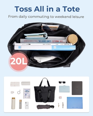 BAGSMART กระเป๋าสะพายผ้าสําหรับผู้หญิง กระเป๋าสะพายผ้าแบบพับได้ พร้อมซิปกระเป๋าไหล่ขนาดใหญ่ กระเป๋ามือมือมือมือสูงสําหรับการเดินทาง, งาน