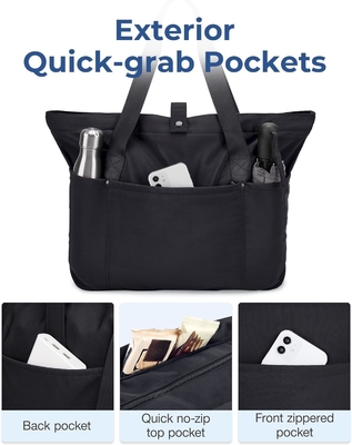 BAGSMART กระเป๋าสะพายผ้าสําหรับผู้หญิง กระเป๋าสะพายผ้าแบบพับได้ พร้อมซิปกระเป๋าไหล่ขนาดใหญ่ กระเป๋ามือมือมือมือสูงสําหรับการเดินทาง, งาน