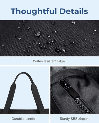 BAGSMART กระเป๋าสะพายผ้าสําหรับผู้หญิง กระเป๋าสะพายผ้าแบบพับได้ พร้อมซิปกระเป๋าไหล่ขนาดใหญ่ กระเป๋ามือมือมือมือสูงสําหรับการเดินทาง, งาน