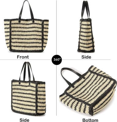 HERALD HANDMADE LARGE STRAW TOTE HANDBAG FOR WOMEN, SUMMER BEACH WEAVING CHIC Woven SHOULDER BURSE กระเป๋าสตางค์สําหรับการเดินทาง