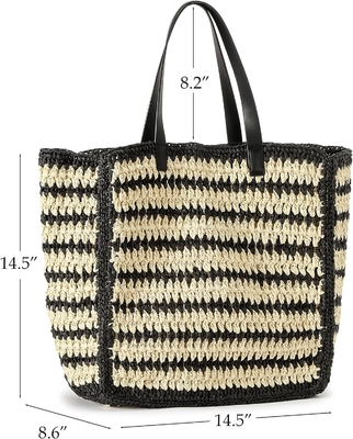 HERALD HANDMADE LARGE STRAW TOTE HANDBAG FOR WOMEN, SUMMER BEACH WEAVING CHIC Woven SHOULDER BURSE กระเป๋าสตางค์สําหรับการเดินทาง