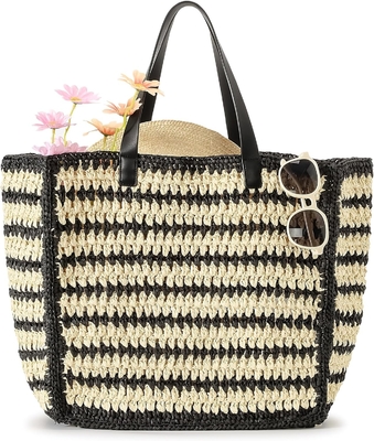 HERALD HANDMADE LARGE STRAW TOTE HANDBAG FOR WOMEN, SUMMER BEACH WEAVING CHIC Woven SHOULDER BURSE กระเป๋าสตางค์สําหรับการเดินทาง