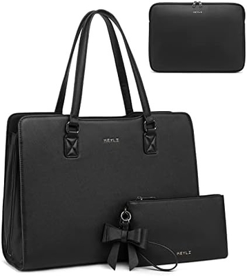 KEYLI 4PC SETS LAPTOP BAG FOR WOMEN LARGE LEATHER LAPTOP BRIEFCASE WITH USB CHARGING PORT คอมพิวเตอร์ไหล่ กระเป๋าเป้กระเป๋าสะพาย