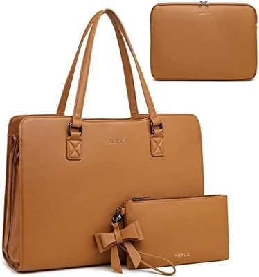 KEYLI 4PC SETS LAPTOP BAG FOR WOMEN LARGE LEATHER LAPTOP BRIEFCASE WITH USB CHARGING PORT คอมพิวเตอร์ไหล่ กระเป๋าเป้กระเป๋าสะพาย