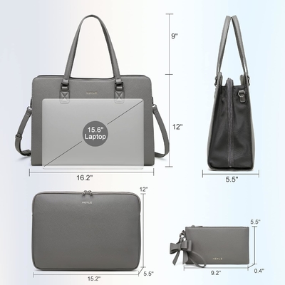 KEYLI 4PC SETS LAPTOP BAG FOR WOMEN LARGE LEATHER LAPTOP BRIEFCASE WITH USB CHARGING PORT คอมพิวเตอร์ไหล่ กระเป๋าเป้กระเป๋าสะพาย