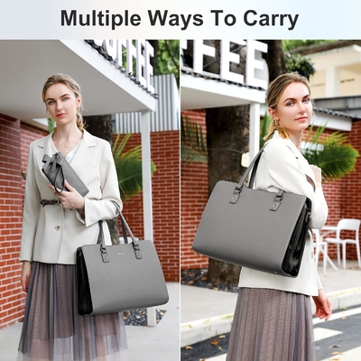 KEYLI 4PC SETS LAPTOP BAG FOR WOMEN LARGE LEATHER LAPTOP BRIEFCASE WITH USB CHARGING PORT คอมพิวเตอร์ไหล่ กระเป๋าเป้กระเป๋าสะพาย