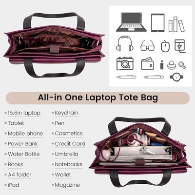 LOVEVOOK LAPTOP BAG FOR WOMEN 15.6 INCH LAPTOP TOTE WORK BAG ชุดหนังมืออาชีพ คอมพิวเตอร์