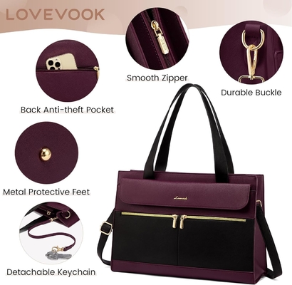 LOVEVOOK LAPTOP BAG FOR WOMEN 15.6 INCH LAPTOP TOTE WORK BAG ชุดหนังมืออาชีพ คอมพิวเตอร์