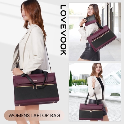 LOVEVOOK LAPTOP BAG FOR WOMEN 15.6 INCH LAPTOP TOTE WORK BAG ชุดหนังมืออาชีพ คอมพิวเตอร์