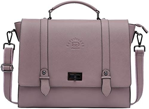 EASEGAVE ผู้หญิง 17 นิ้ว โน๊ตพ็อต กระเป๋าเล็ก ผ้าม่านสีม่วง VINTAGE SAFFIANO Eco-หนัง