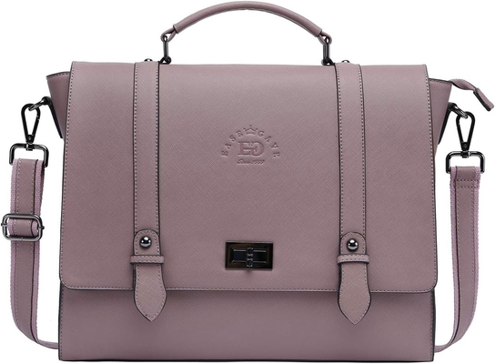 EASEGAVE ผู้หญิง 17 นิ้ว โน๊ตพ็อต กระเป๋าเล็ก ผ้าม่านสีม่วง VINTAGE SAFFIANO Eco-หนัง