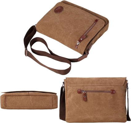 VINTAGE CANVAS SATCHEL MESSENGER BAG สําหรับผู้ชาย ผู้หญิง กระเป๋าสะพายกระเป๋าเดินทาง 13.5 &quot;Laptop BAGS กระเป๋าหนังสือ