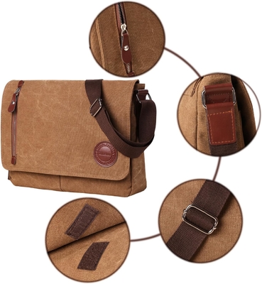 VINTAGE CANVAS SATCHEL MESSENGER BAG สําหรับผู้ชาย ผู้หญิง กระเป๋าสะพายกระเป๋าเดินทาง 13.5 &quot;Laptop BAGS กระเป๋าหนังสือ