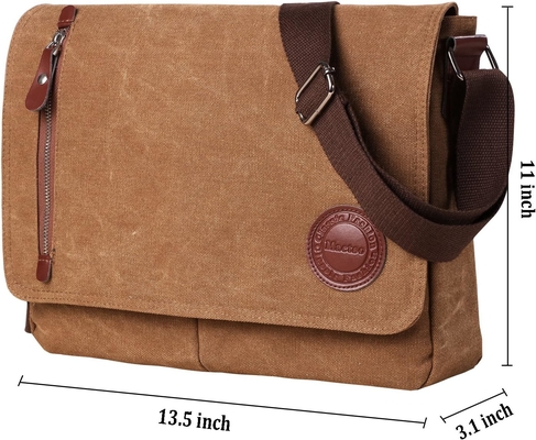 VINTAGE CANVAS SATCHEL MESSENGER BAG สําหรับผู้ชาย ผู้หญิง กระเป๋าสะพายกระเป๋าเดินทาง 13.5 &quot;Laptop BAGS กระเป๋าหนังสือ
