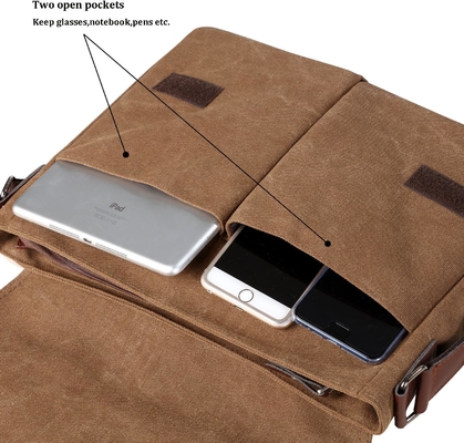 VINTAGE CANVAS SATCHEL MESSENGER BAG สําหรับผู้ชาย ผู้หญิง กระเป๋าสะพายกระเป๋าเดินทาง 13.5 &quot;Laptop BAGS กระเป๋าหนังสือ