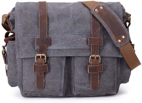 SECHUNK VINTAGE ผ้าหนังทหาร กระเป๋าคอมพิวเตอร์