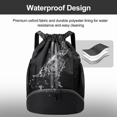 HOEDIA SPORTS DRAWSTRING RUCKPACK - STRING SWIM GYM BAG พร้อมกับห้องรองเท้าและกระเป๋ากันน้ําฝน สําหรับผู้หญิง&amp;ผู้ชาย