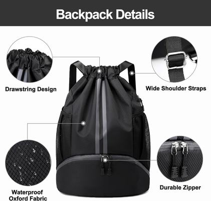 HOEDIA SPORTS DRAWSTRING RUCKPACK - STRING SWIM GYM BAG พร้อมกับห้องรองเท้าและกระเป๋ากันน้ําฝน สําหรับผู้หญิง&amp;ผู้ชาย