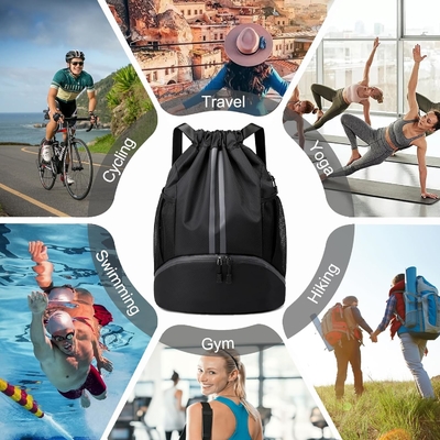 HOEDIA SPORTS DRAWSTRING RUCKPACK - STRING SWIM GYM BAG พร้อมกับห้องรองเท้าและกระเป๋ากันน้ําฝน สําหรับผู้หญิง&amp;ผู้ชาย