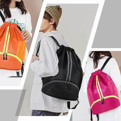 HOEDIA SPORTS DRAWSTRING RUCKPACK - STRING SWIM GYM BAG พร้อมกับห้องรองเท้าและกระเป๋ากันน้ําฝน สําหรับผู้หญิง&amp;ผู้ชาย