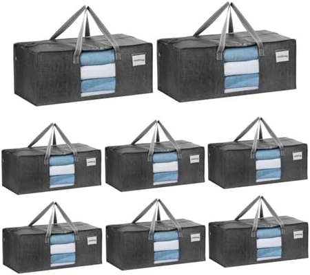 VENO 4 Pack กระเป๋าขนย้าย กระเป๋าเก็บพลาสติก กระเป๋าเก็บของ เสื้อผ้าองค์กร W ใหญ่ ใบปิด / ซิป