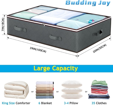 Budding Joy 90L ภายใต้ถ้วยเก็บของเตียง, จัดการตู้เสื้อผ้าและถังเก็บของ, ถุงเก็บของภายใต้เตียงพับได้สําหรับ