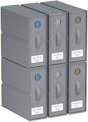 เครื่องจัดผ้าใบและเก็บของ แพ็ค 4 ชิ้น ขนาดใหญ่ (สีเทา) เครื่องจัดผ้าใบ