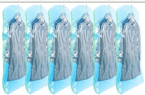 TAILI กระเป๋าเก็บของระบายความร้อนแขวนกระเป๋าประหยัดพื้นที่ ชุด 4 ชุด (2 ใบยาว 2 ใบสั้น) กระเป๋าปิดระบายความร้อนระบายความร้อนใสสําหรับเสื้อผ้า