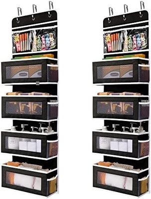 JARLINK 2 แพค 5-shelf Over Door Hanging Organizer ปรับติดผนังแบบพับได้ 4 กระเป๋าใหญ่
