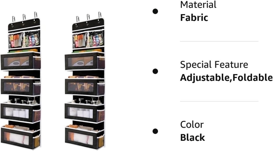 JARLINK 2 แพค 5-shelf Over Door Hanging Organizer ปรับติดผนังแบบพับได้ 4 กระเป๋าใหญ่