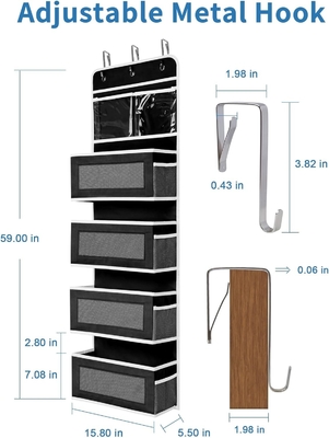 JARLINK 2 แพค 5-shelf Over Door Hanging Organizer ปรับติดผนังแบบพับได้ 4 กระเป๋าใหญ่