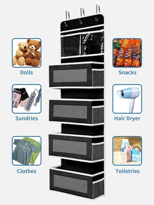 JARLINK 2 แพค 5-shelf Over Door Hanging Organizer ปรับติดผนังแบบพับได้ 4 กระเป๋าใหญ่