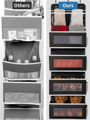 JARLINK 2 แพค 5-shelf Over Door Hanging Organizer ปรับติดผนังแบบพับได้ 4 กระเป๋าใหญ่