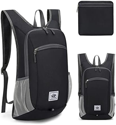 กระเป๋าสตางค์ท่องเที่ยว 15L Ultralight Lightweight Packable Backpacks กระเป๋าสตางค์ท่องเที่ยว กันน้ํา กระเป๋าสตางค์พับวันสําหรับการเดินทาง (สีเทา)