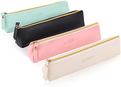 ISuperb 4 pcs กระเป๋าดินสอขนาดเล็ก กระเป๋าดินสอหนัง PU กระเป๋าเก็บของประกอบการกันน้ํา กระเป๋าเก็บของเครื่องสําอางค์ กระเป๋าซิปสําหรับผู้หญิง
