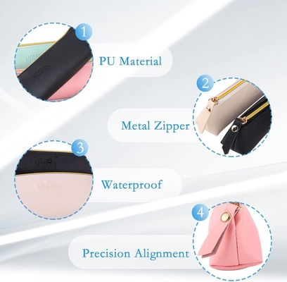 ISuperb 4 pcs กระเป๋าดินสอขนาดเล็ก กระเป๋าดินสอหนัง PU กระเป๋าเก็บของประกอบการกันน้ํา กระเป๋าเก็บของเครื่องสําอางค์ กระเป๋าซิปสําหรับผู้หญิง