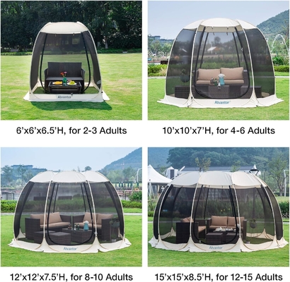 Alvantor Screen House Room Camping Tent Outdoor Canopy Pop Up Sun Shade รอบหกเหลี่ยม ห้องพักผ่อน ผนังไม่กันน้ํา 6'x6'