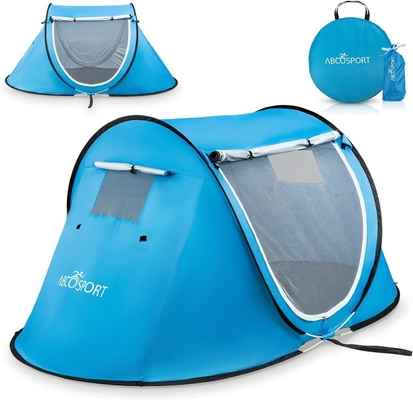 Abco Pop Up Tent 2 คน - ห้องพกพา 2 ประตู กันน้ําและป้องกัน UV กระเป๋าแบก - สกายบลู