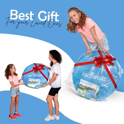 Abco Pop Up Tent 2 คน - ห้องพกพา 2 ประตู กันน้ําและป้องกัน UV กระเป๋าแบก - สกายบลู