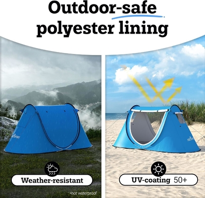 Abco Pop Up Tent 2 คน - ห้องพกพา 2 ประตู กันน้ําและป้องกัน UV กระเป๋าแบก - สกายบลู
