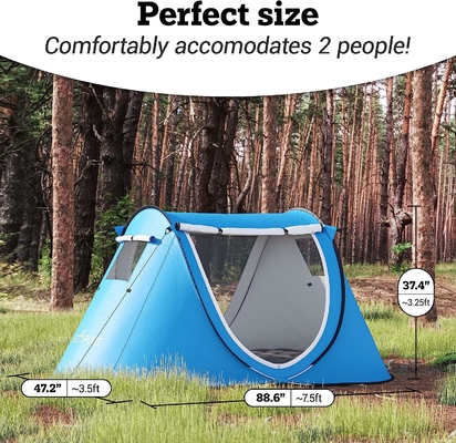 Abco Pop Up Tent 2 คน - ห้องพกพา 2 ประตู กันน้ําและป้องกัน UV กระเป๋าแบก - สกายบลู