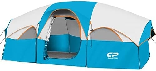 CAMPROS CP Tent 8 คน Tents Camping Tents ต้านทานอากาศ Tents ครอบครัว 5 หน้าต่าง Mesh ขนาดใหญ่ ชั้นสอง แบ่ง